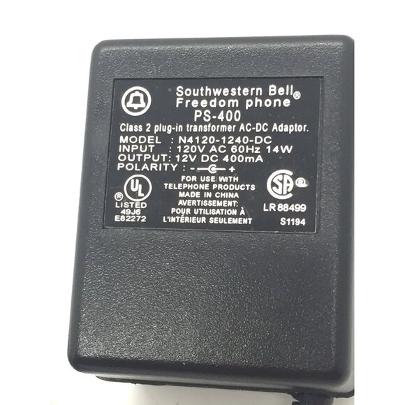 Vintage Southwestern Bell Freedom Phone PS-400 Power AC DC Adapter N4120-1240-DC - Picture 2 of 4